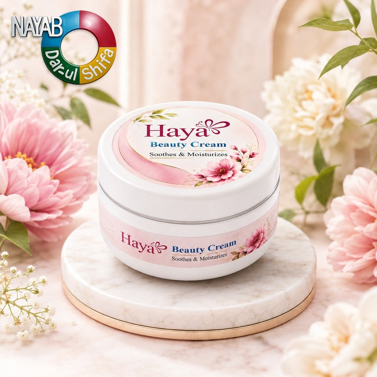 Haya Beauty Cream open jar showing moisturizing cream texture